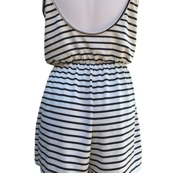 Romper Shorts Striped Black and White Swim suit Cover Casual Wear - Picture 8 of 8